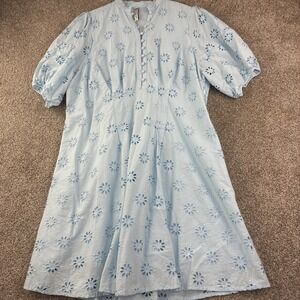 Belle Isle by Torrid Blue Eyelet Cotton Midi Dress Women 14 Cottagecore Romantic